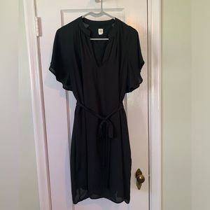Gap Black Sheer Mini Dress with Lining and a Belt Tie